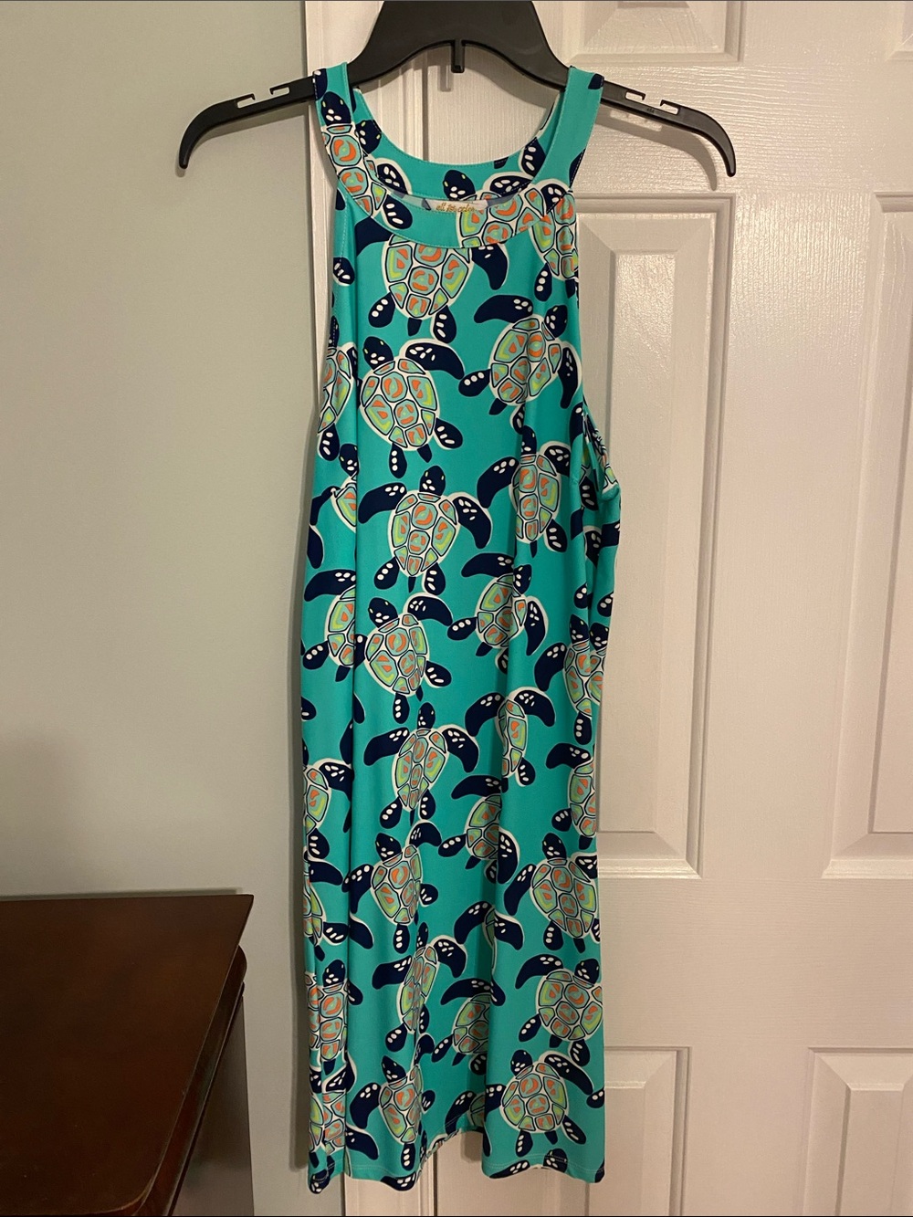 All For Color Turquoise & Navy Sea Turtle Print Maxi Dress